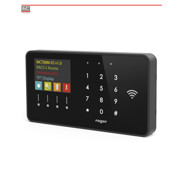 Prístupový a dochádzkový terminál Roger MCT88M-IO s čítačkou MIFARE, NFC a Bluetooth EC-19785